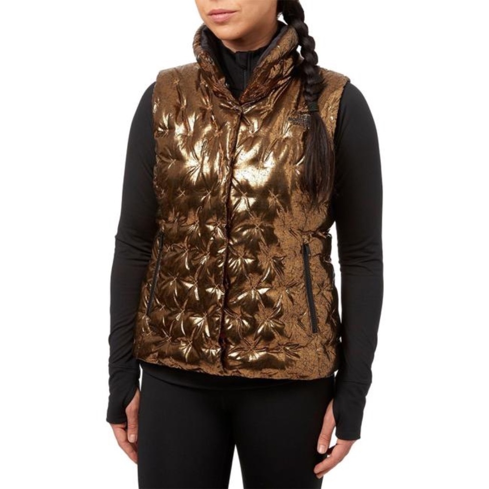 The North Face Gold Metallic Holladown Down Vest XS